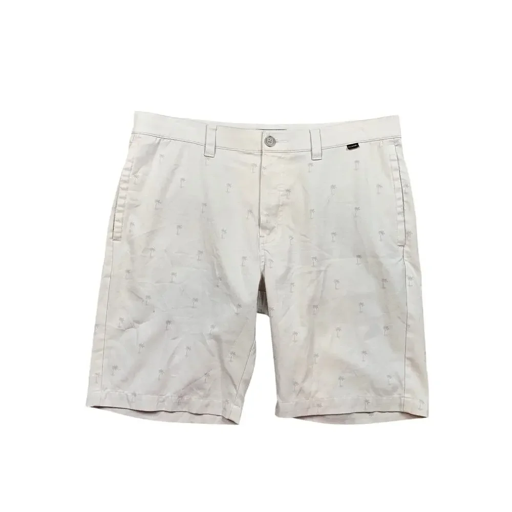 Travis Mathew Shorts Mens 35 Light Gray Resort To This Golf Palm Tree Motif